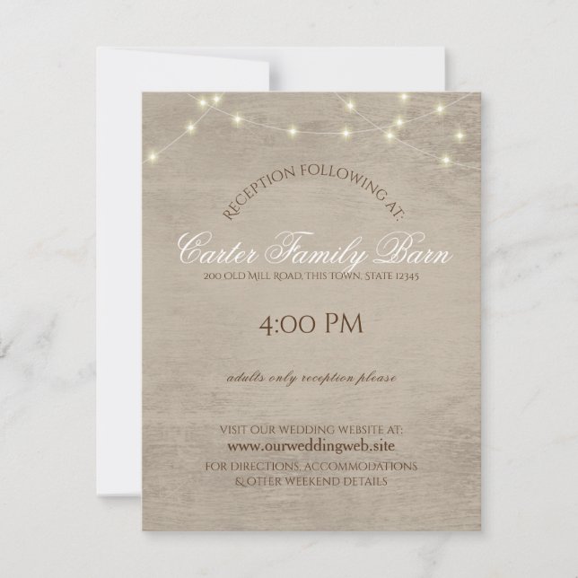 Invitación de Boda Luces Rústicas y Detalles de Ma (Anverso)