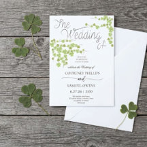 Invitación de boda Lucky in Love Green Shamrock