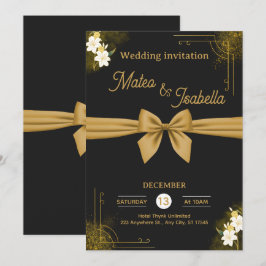 Invitación de boda lujosa en oro