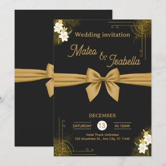 Invitación de boda lujosa en oro