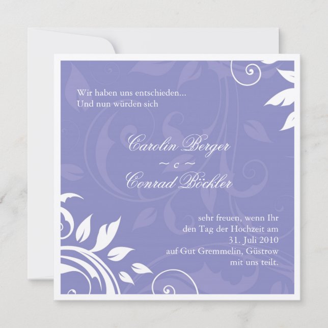 Invitación de boda lujosa - Texto alemán 2 (Anverso)