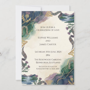Invitación de boda luminosa de las Highlands