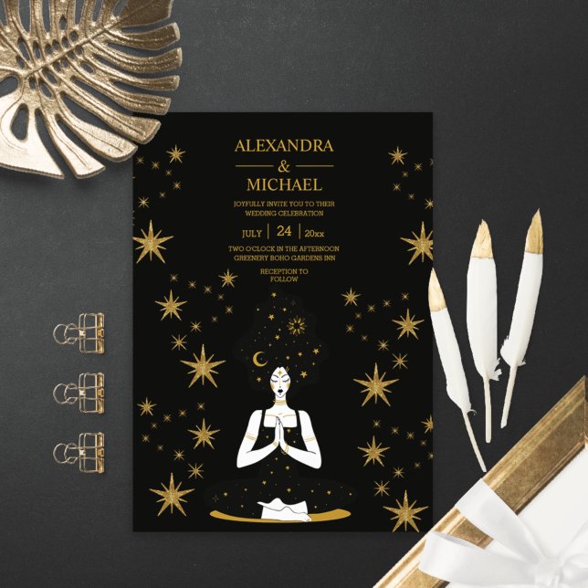 Invitación de Boda Luna Celestial de Oro Negro Mís (Subido por el creador)