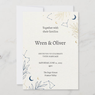 Invitación de Boda Luna Estrellas Celestiales