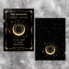 Invitación de boda luna sol tarot boho