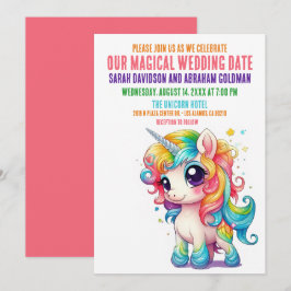 Invitación de boda mágica y caprichosa de unicorni