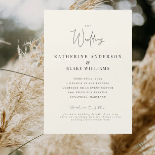 Invitación de boda magnética de crema Gracia elega