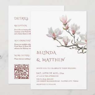 Invitación de boda Magnolia Casual Todo en Uno
