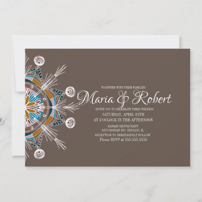 Invitación de boda mandala bohemio colorido (Anverso)