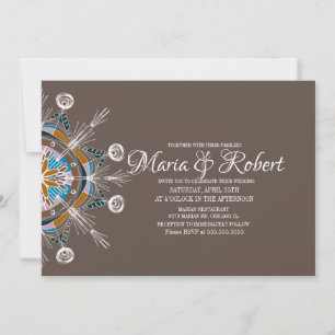 Invitación de boda mandala bohemio colorido