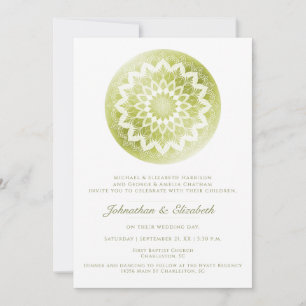 Invitación de Boda Mandala de Encaje Verde
