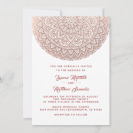Invitación de boda mandala de oro rosa