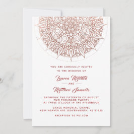 Invitación de boda mandala de oro rosa