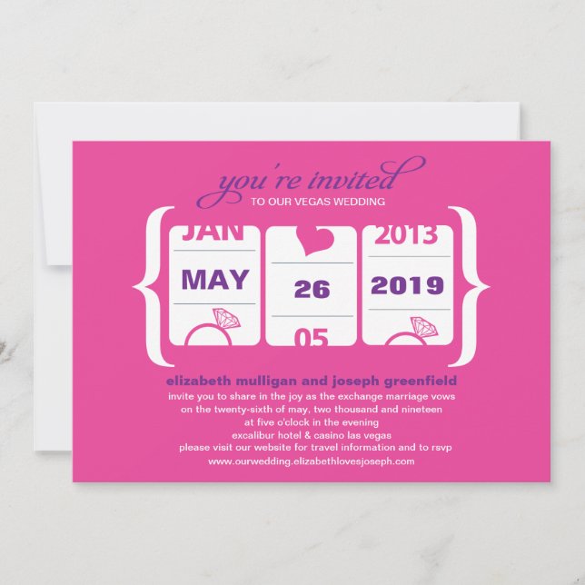 Invitación de Boda Máquina Tragaperras (Anverso)