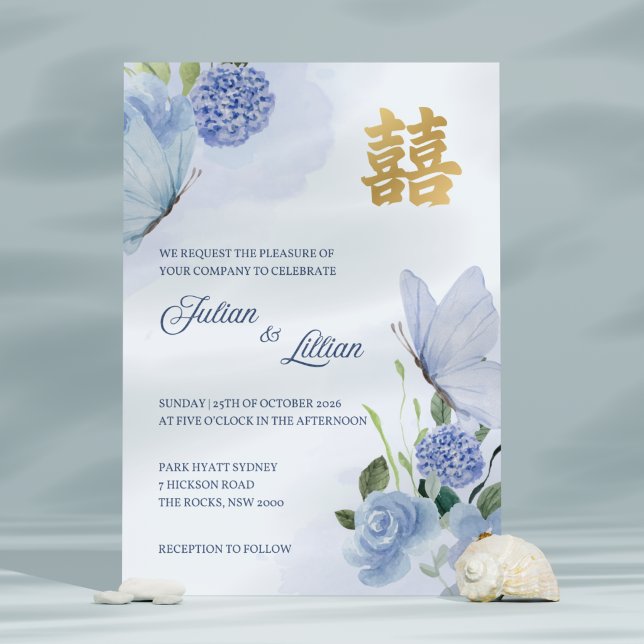 Invitación de Boda Mariposa Azul Oro (Subido por el creador)