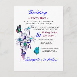 Invitación de Boda Mariposas y Margaritas Azules