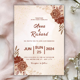 Invitación de boda marrón moderna