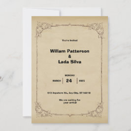 invitación de boda marrón vintage