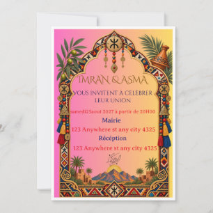 Invitación de boda marroquí de patrón Zellige de l