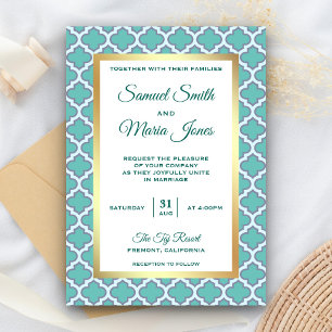 Invitación de boda marroquí en papel de estaño dor
