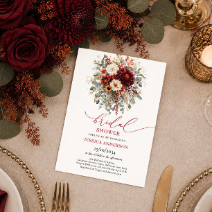 Invitación de boda Marsala Borgoña Oro Eucalipto s