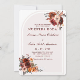 Invitación de boda marsala en español invitación
