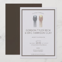 Invitación de boda masculina de caoba