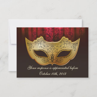 Invitación de boda Masquerade Fancy Flourish Gold