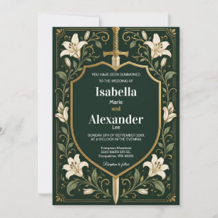 Invitación de boda medieval Espada y Escudo