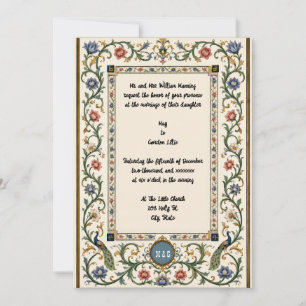 Invitación de boda medieval iluminada