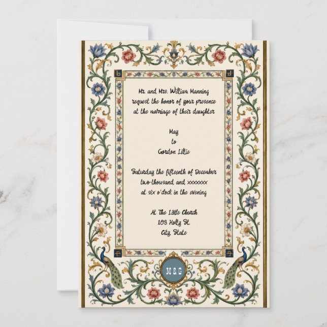 Invitación de boda medieval iluminada (Anverso)