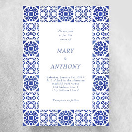 Invitación de boda Mediterránea Azul
