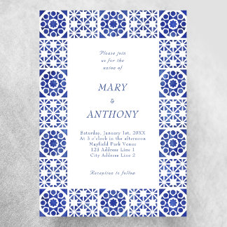 Invitación de boda Mediterránea Azul