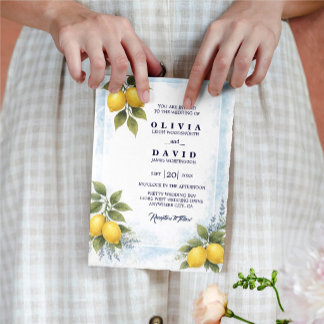 Invitación de Boda Mediterránea con Limón y Lavand