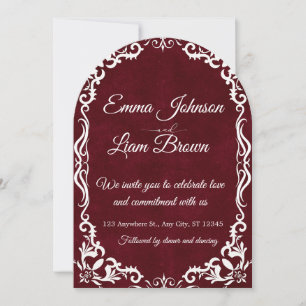 Invitación de boda mexicana burgundy Papel Picado