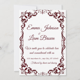 Invitación de boda mexicana de Borgoña con Papel P