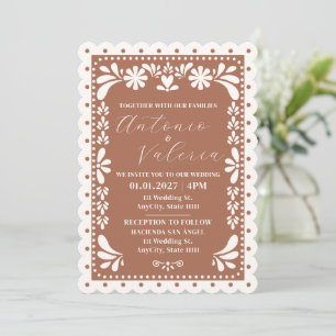 Invitación de Boda Mexicana de Terracota con Papel