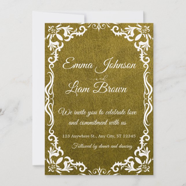 Invitación de boda mexicana verde rústica (Anverso)