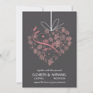 Invitación de boda Mi corazón atado a ti - carbón