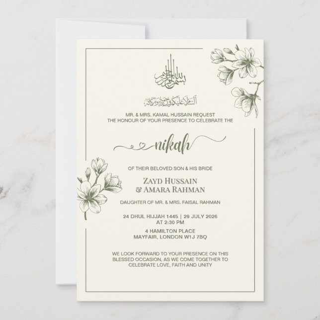 Invitación de boda Minimal Elegance | Marfil suave (Anverso)