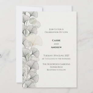Invitación de boda Minimal Grey Ginkgo
