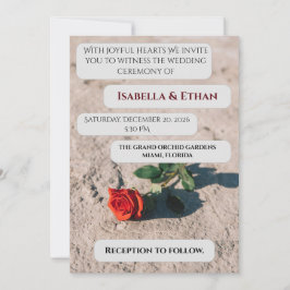 Invitación de boda Minimal Red Rose