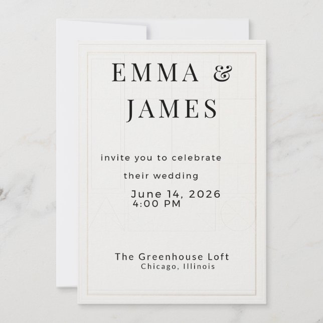 Invitación de boda minimalista (Anverso)