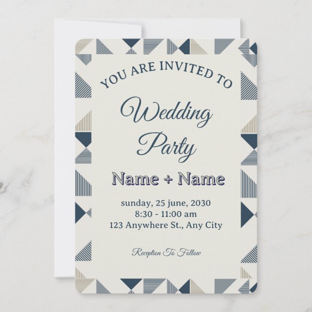 Invitación de boda minimalista (Anverso)