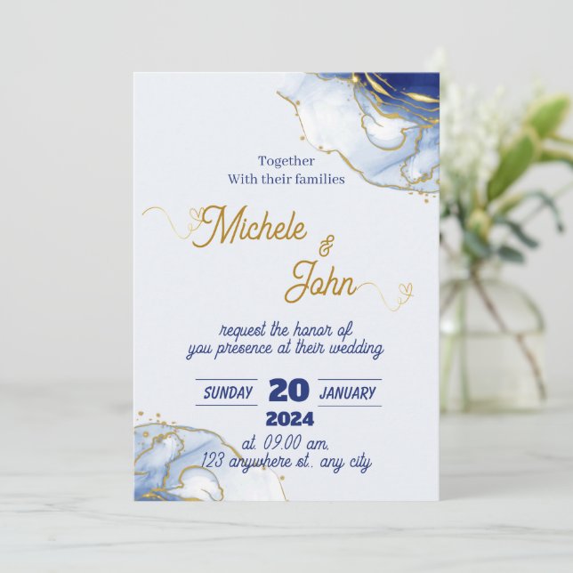 invitación de boda minimalista (Anverso de pie)