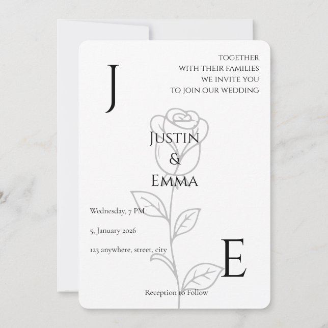 invitación de boda minimalista (Reverso)