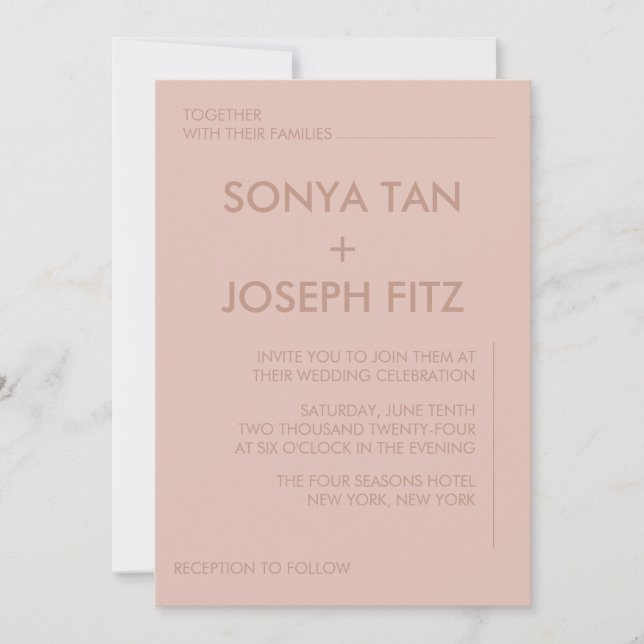 Invitación de boda minimalista (Anverso)