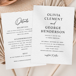 Invitación de boda minimalista a doble cara
