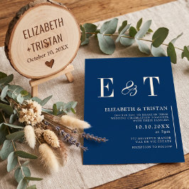 Invitación de boda minimalista azul marino simple