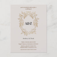 Invitación de boda minimalista beige